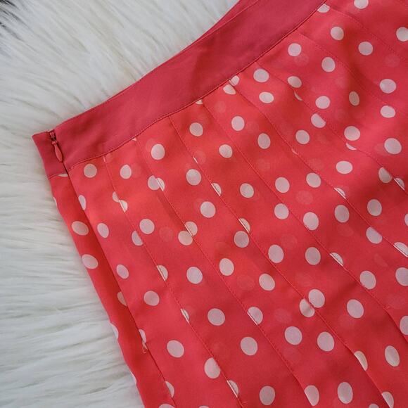 Boden Pretty Pleat Skirt Polka Dot Coral White WG485 Pleated Lined Women 8 - Picture 7 of 10